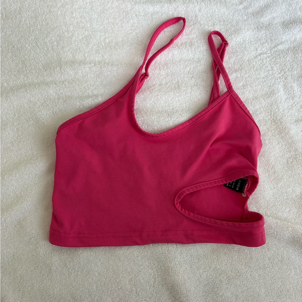 SHEIN Pink Crop Top with Spaghetti Straps